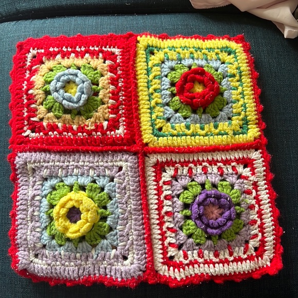 Handmade crochet pillow case Flower 70s 60s Pillow cover Colorful - Picture 3 of 6